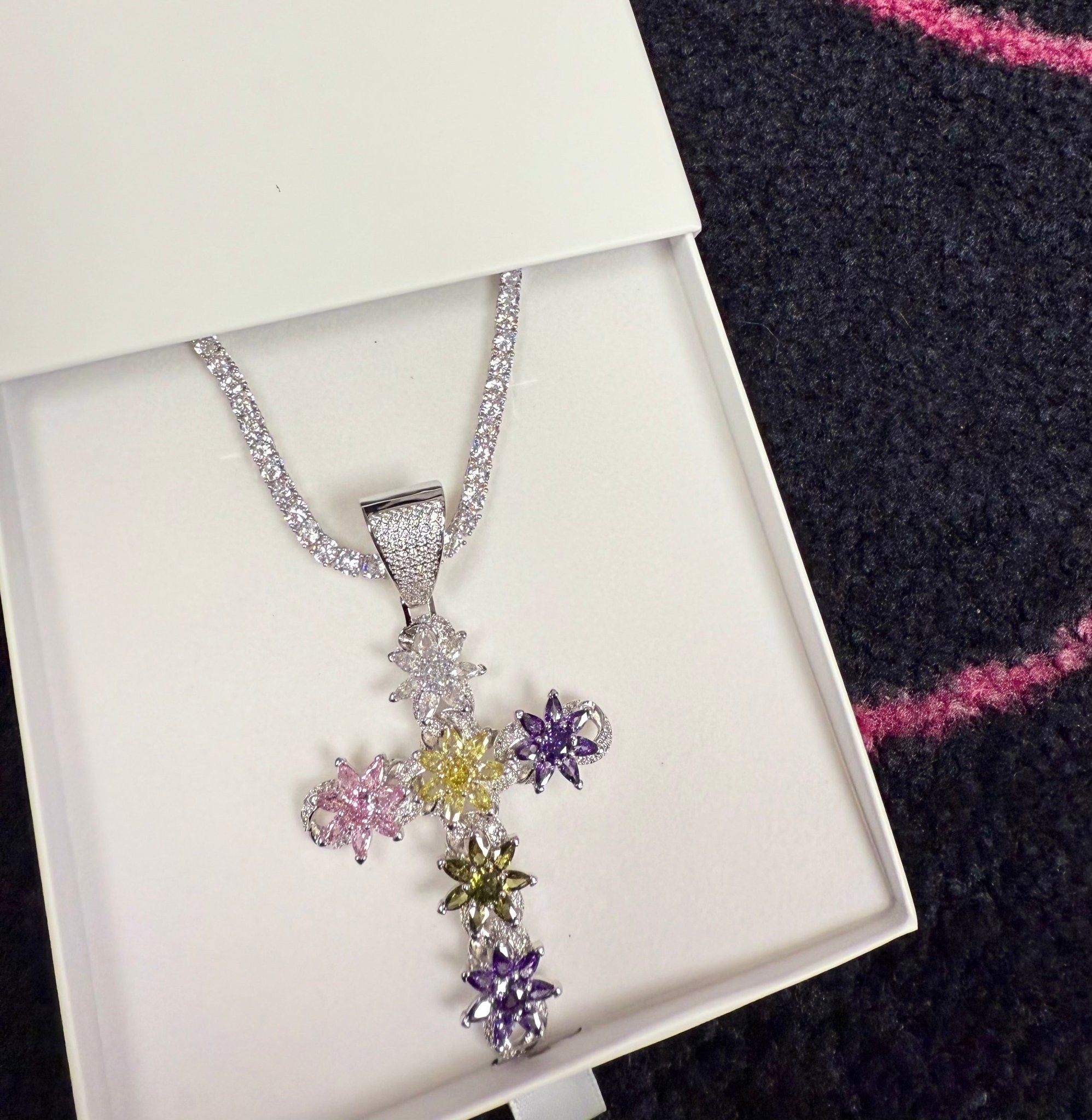 Flower Cross Pendant – alternate angle