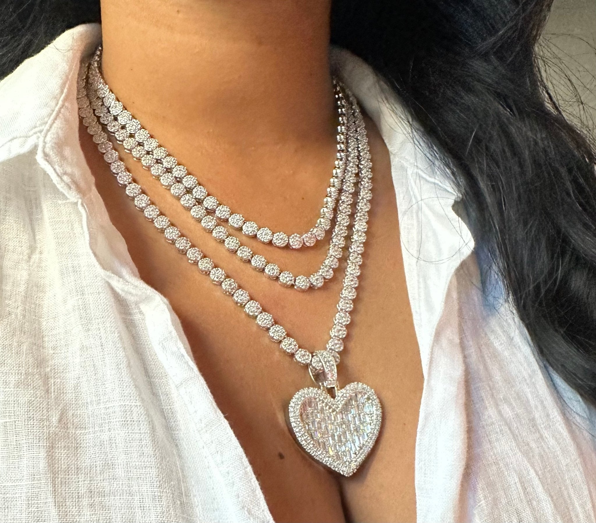 Clustered Tennis Necklace – alternate angle
