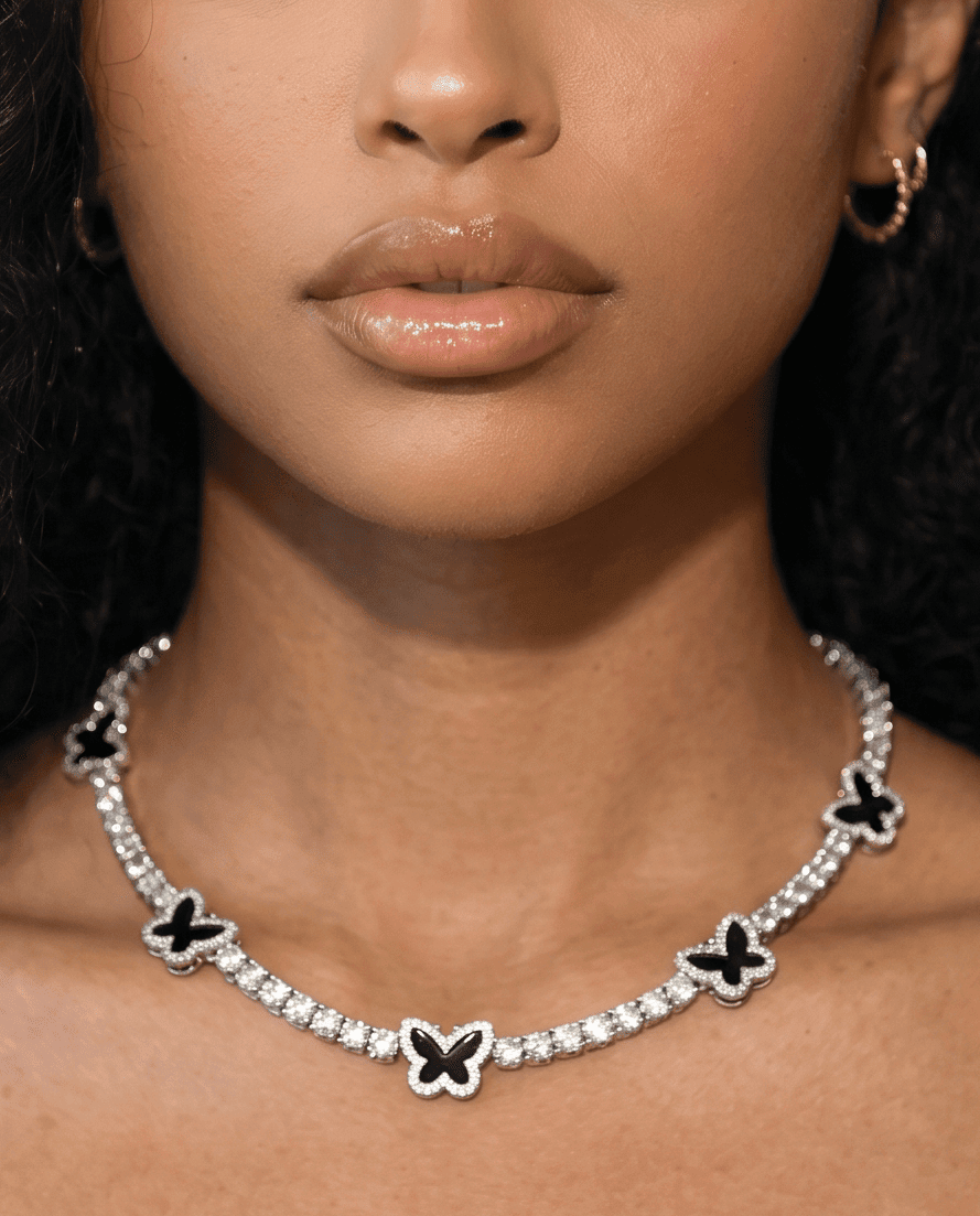 Black Butterfly Tennis Necklace