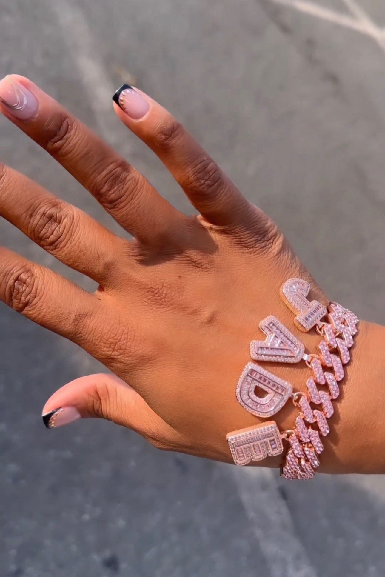 Miami Custom Name bracelet personalized in silver or rose gold with cubic zirconia — CharmBox custom name bracelet