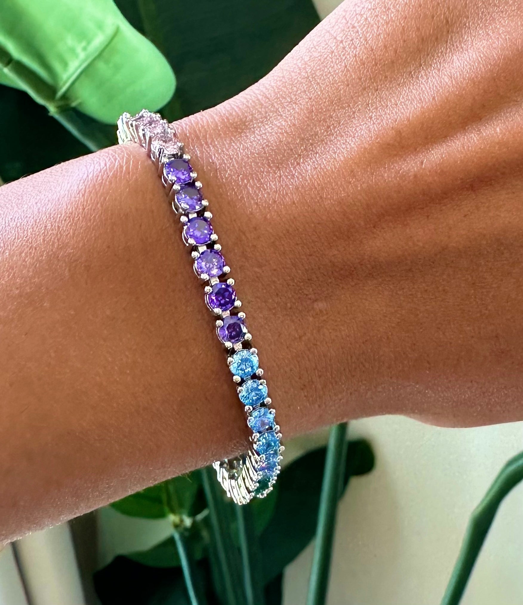 Rainbow Tennis Bracelet — 4mm tennis bracelet with rainbow stones in silver — CharmBox rainbow tennis bracelet