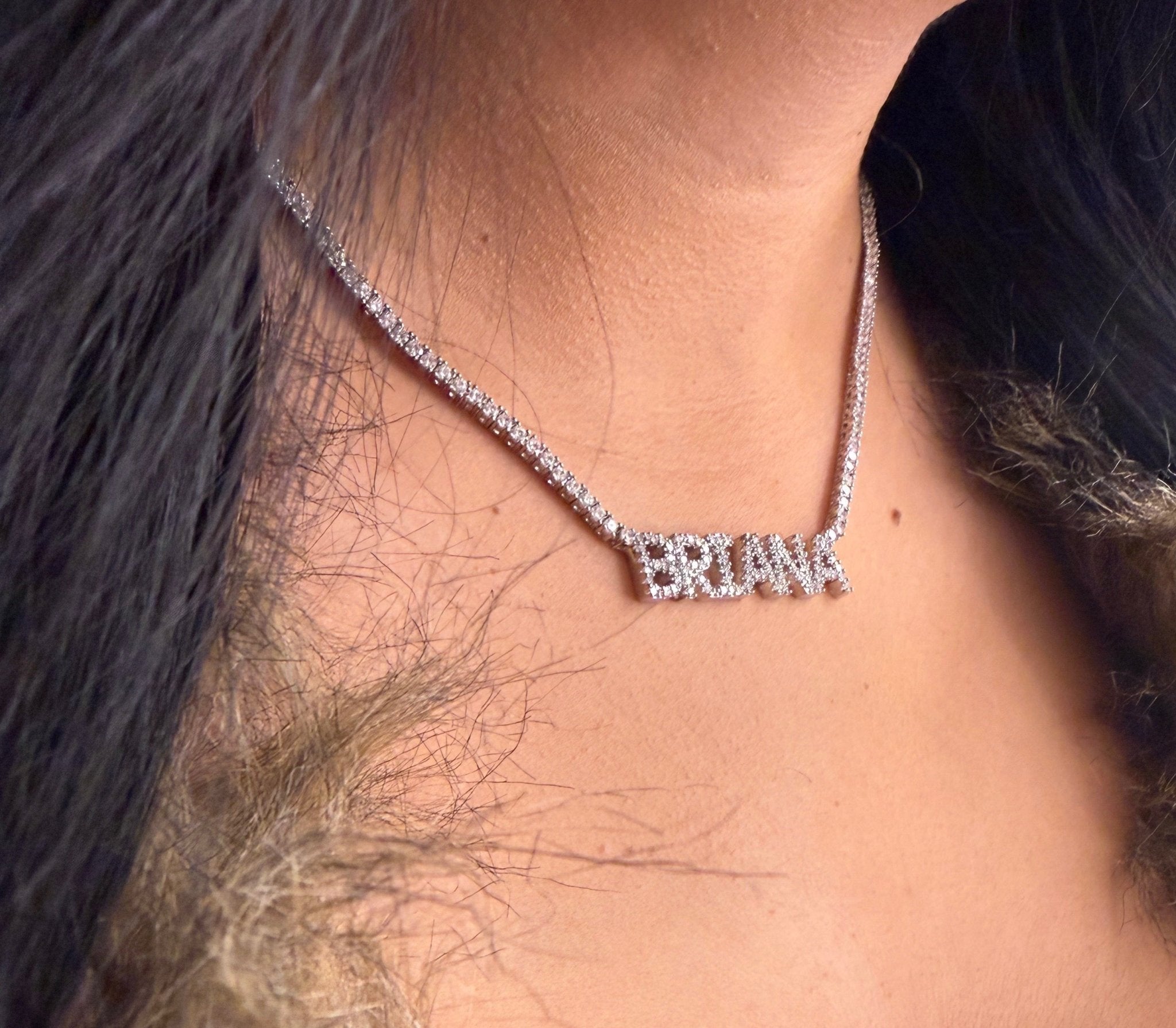 Glam Custom Iced Name necklace with bold iced-out personalized letters in gold or silver — CharmBox custom necklace
