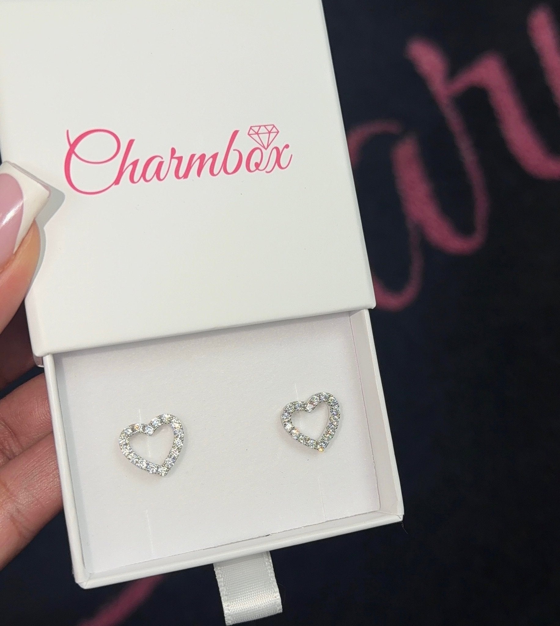 Lover Girl Earrings — pavé heart-shaped stud earrings with cubic zirconia — CharmBox lover girl earrings