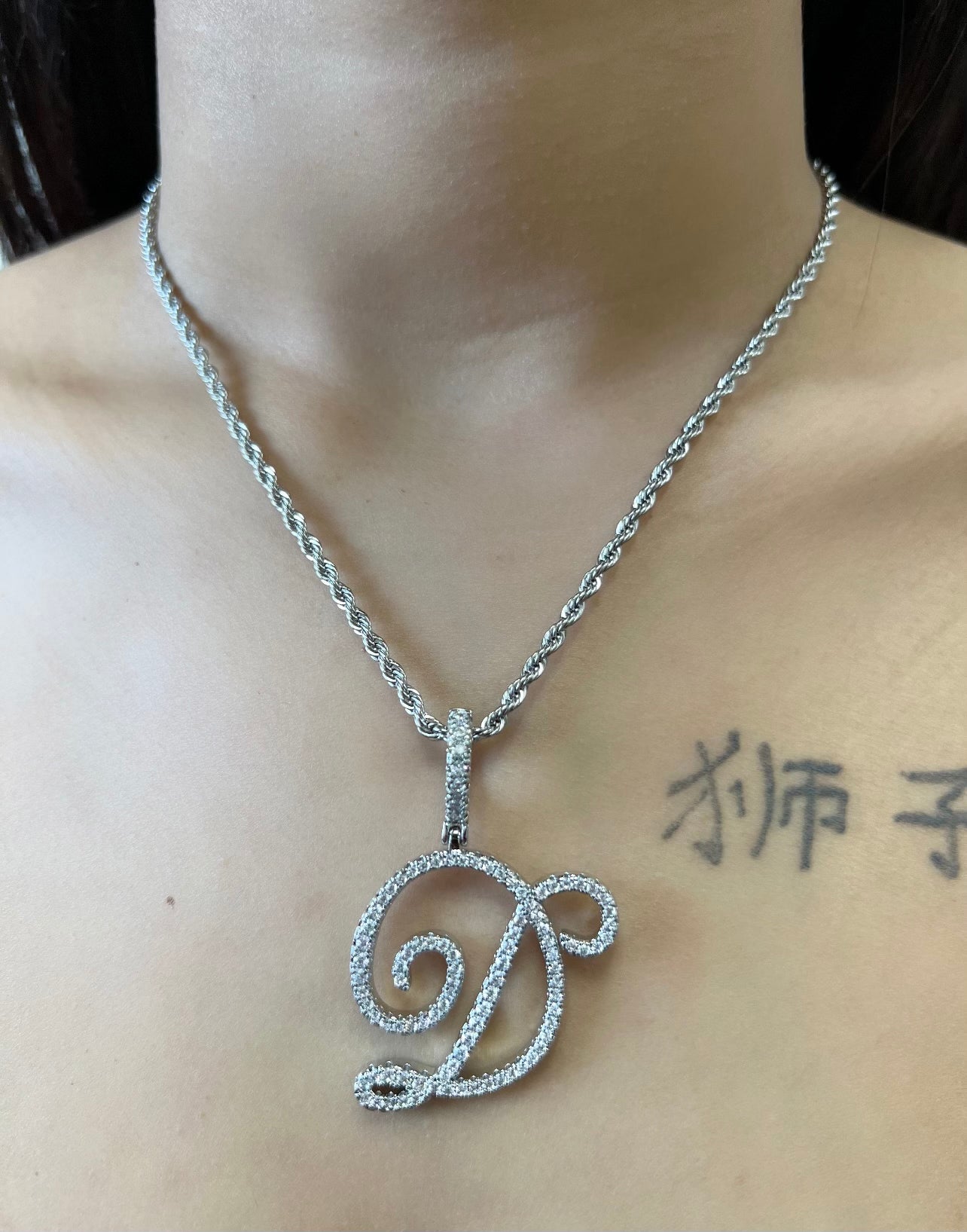 Cursive Letter Pendant – close-up detail