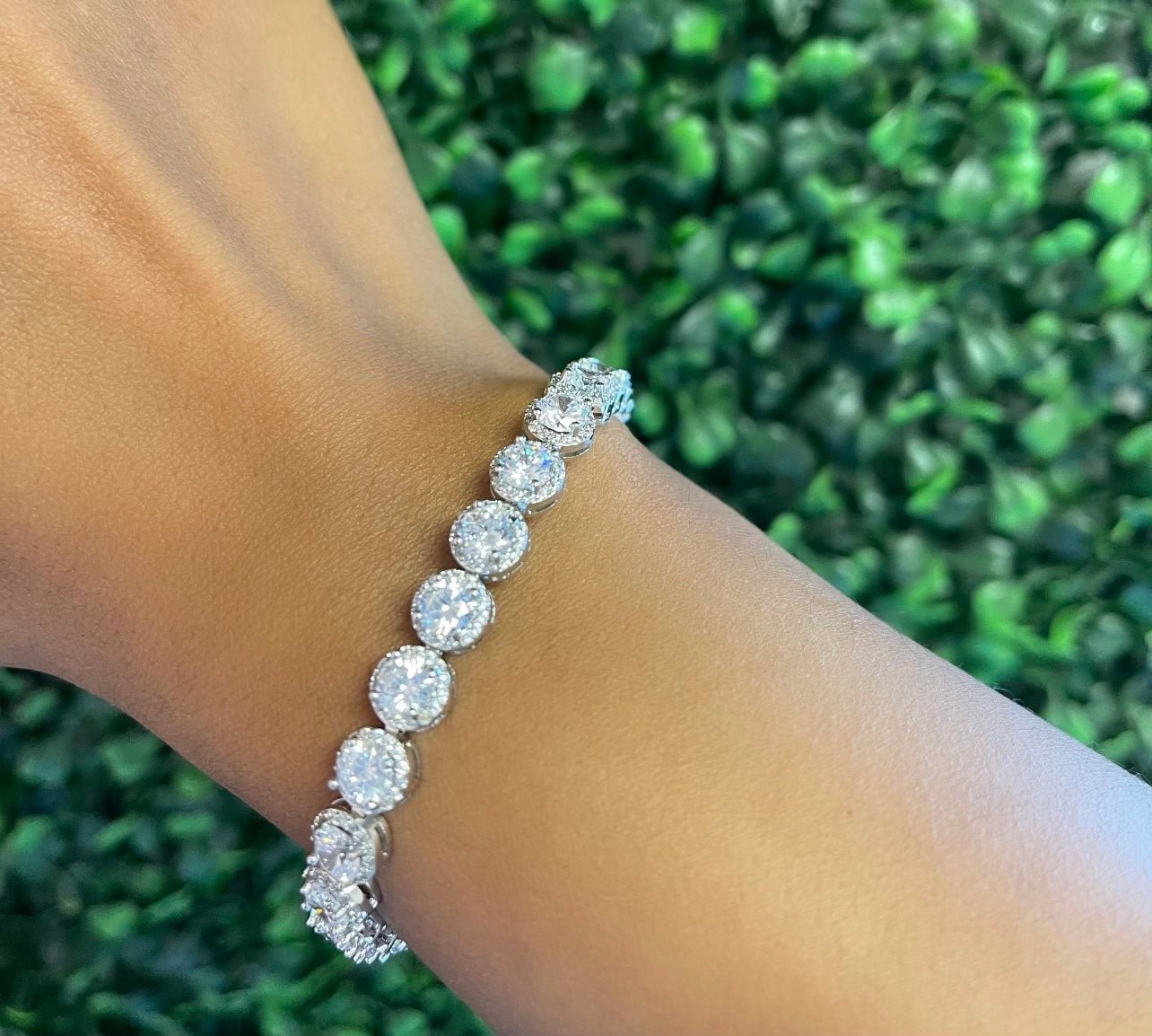Princess Bracelet — princess-cut tennis bracelet in silver, rose gold/pink, or silver/pink — CharmBox princess tennis bracelet