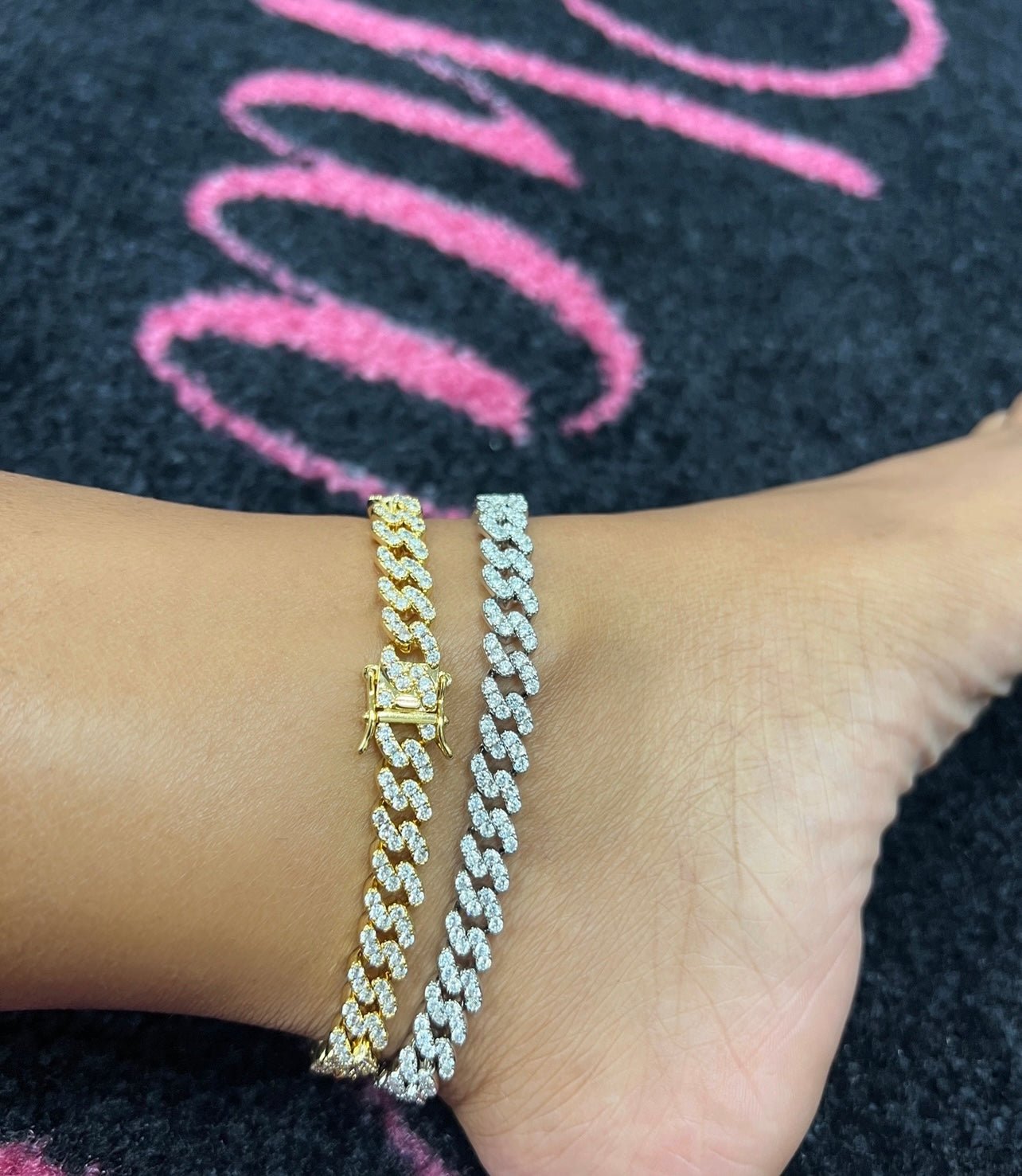 Mini Cuban 9mm Anklet — 9mm Cuban link anklet in silver, gold, or rose gold — CharmBox Cuban anklet