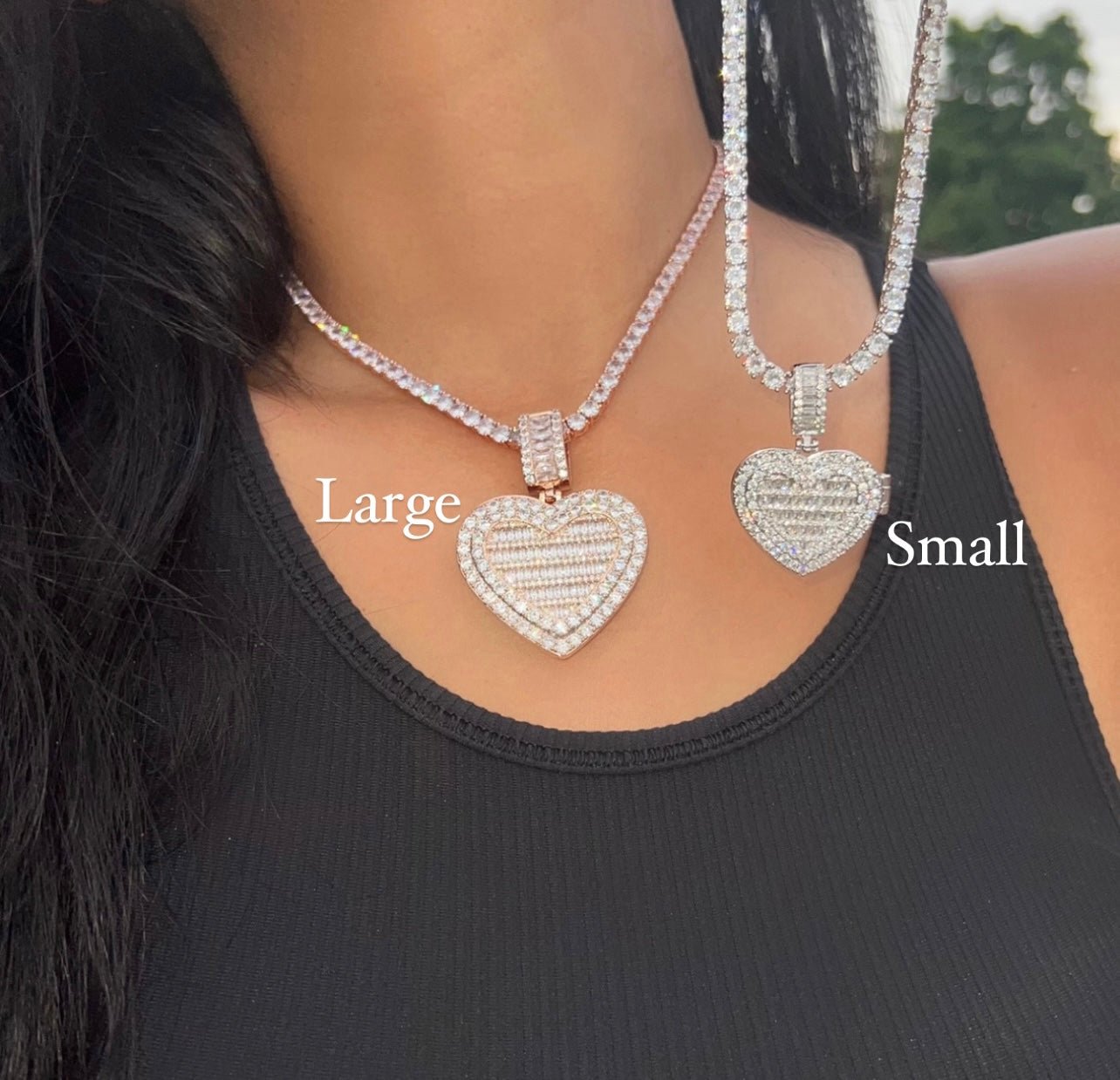 Custom Heart Locket necklace with AAA cubic zirconia frame, personalized photo locket — CharmBox custom necklace