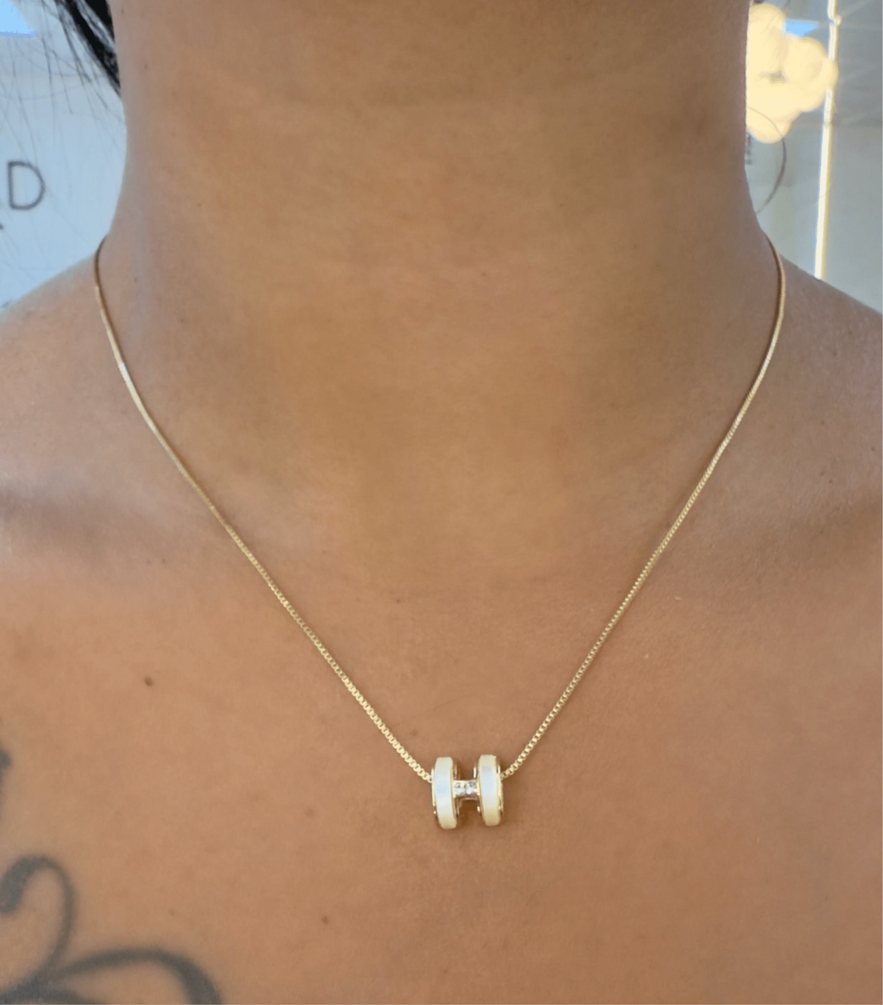 Simple H Necklace — delicate H initial necklace on adjustable 16-19 inch chain — CharmBox simple H necklace