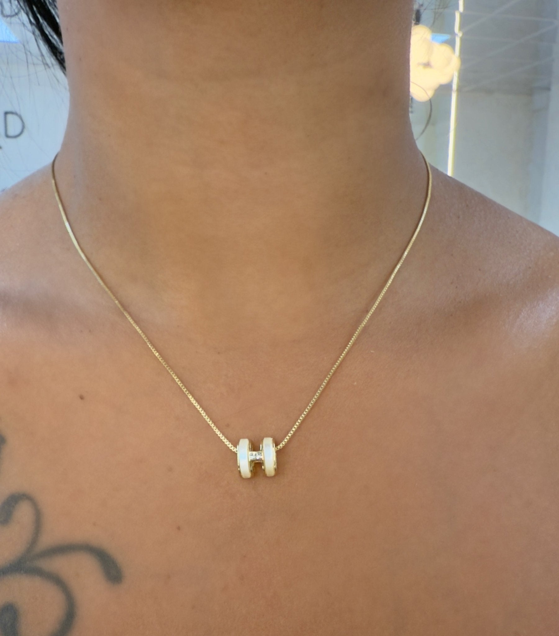 Simple H Necklace – alternate angle