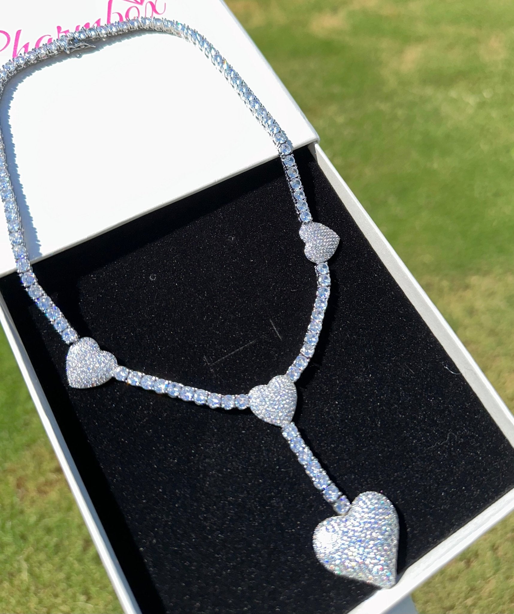 Drop Heart Tennis Necklace – alternate angle