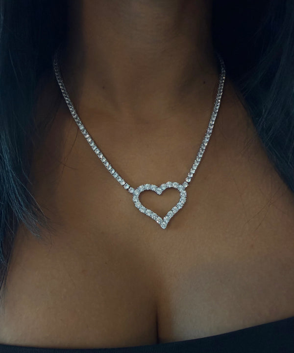Open Heart Tennis Necklace