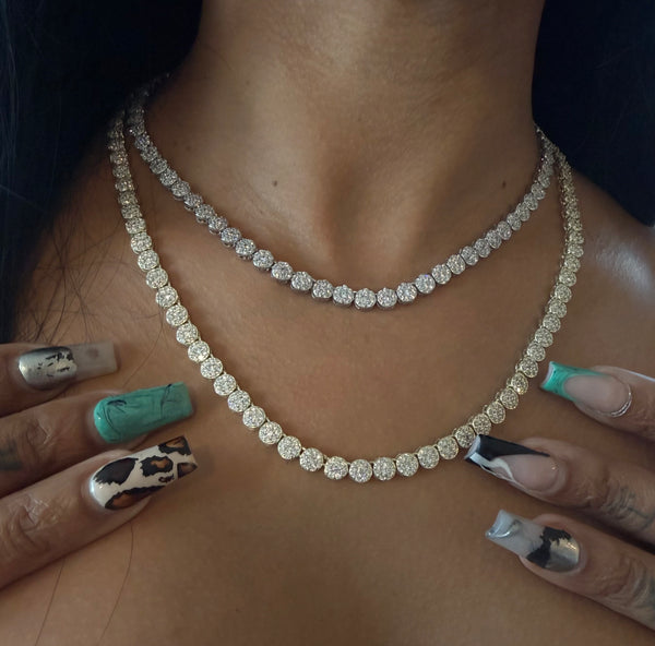 Clustered Tennis Necklace  (Ships Same Day)