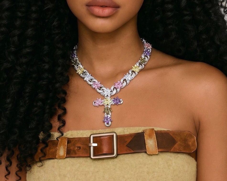 Infinity Flower Cross Necklace