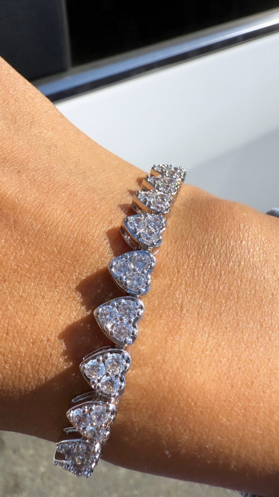 3 STONE HEART CUT BRACELET – alternate angle