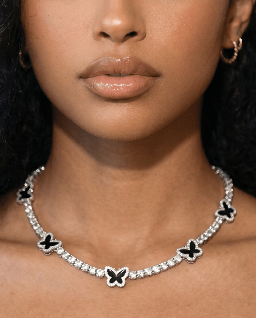 Black Butterfly Tennis Necklace