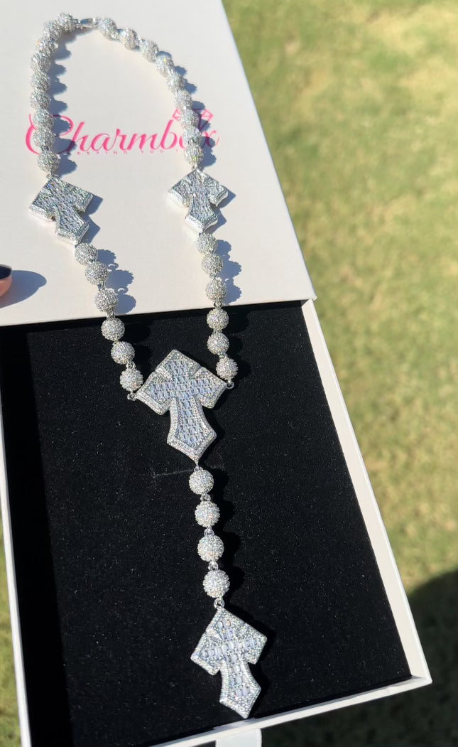 Beaded Cross Necklace – alternate angle
