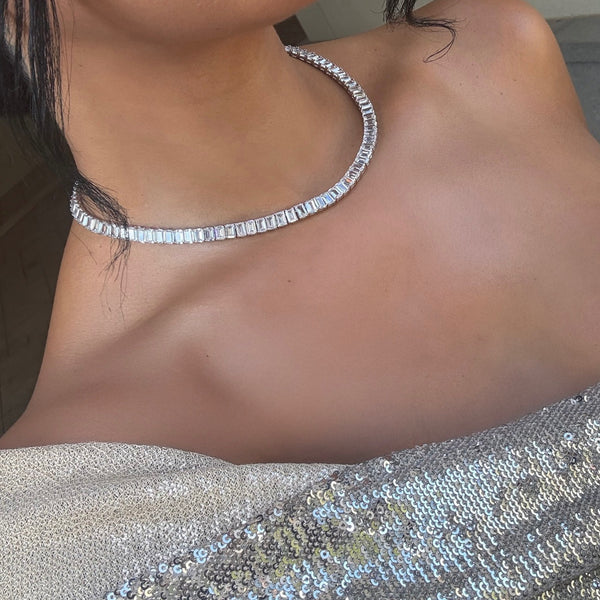Baguette Tennis Necklace  (Ships Same Day)