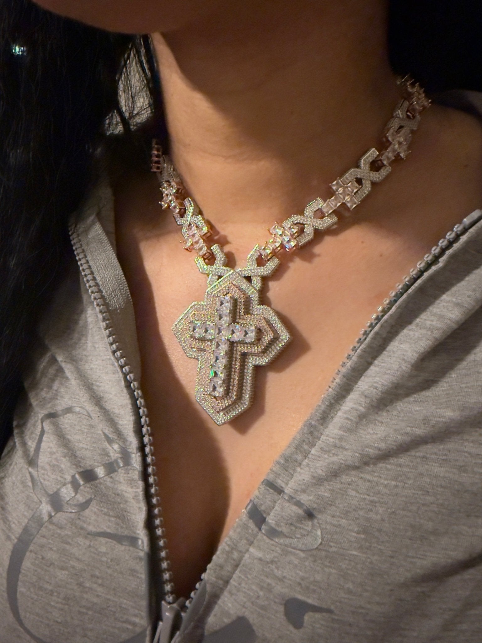 Frosted Cross Necklace – alternate angle