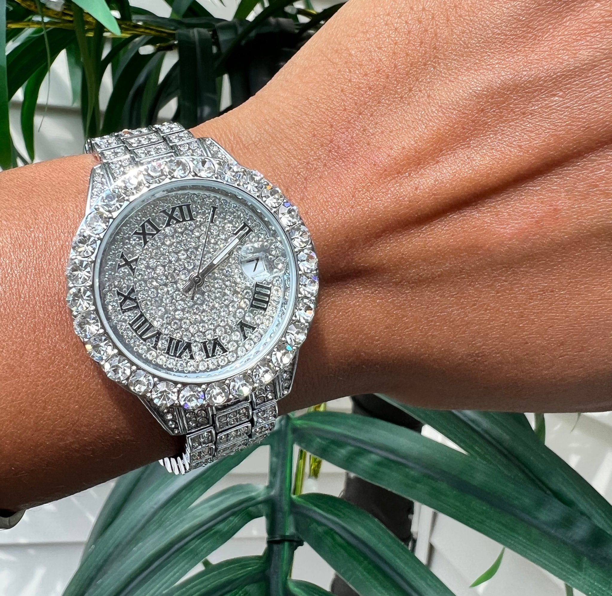 Icy Girl Watch — quartz watch with iced 'Icy Girl' bezel detail in stainless steel — CharmBox icy girl watch