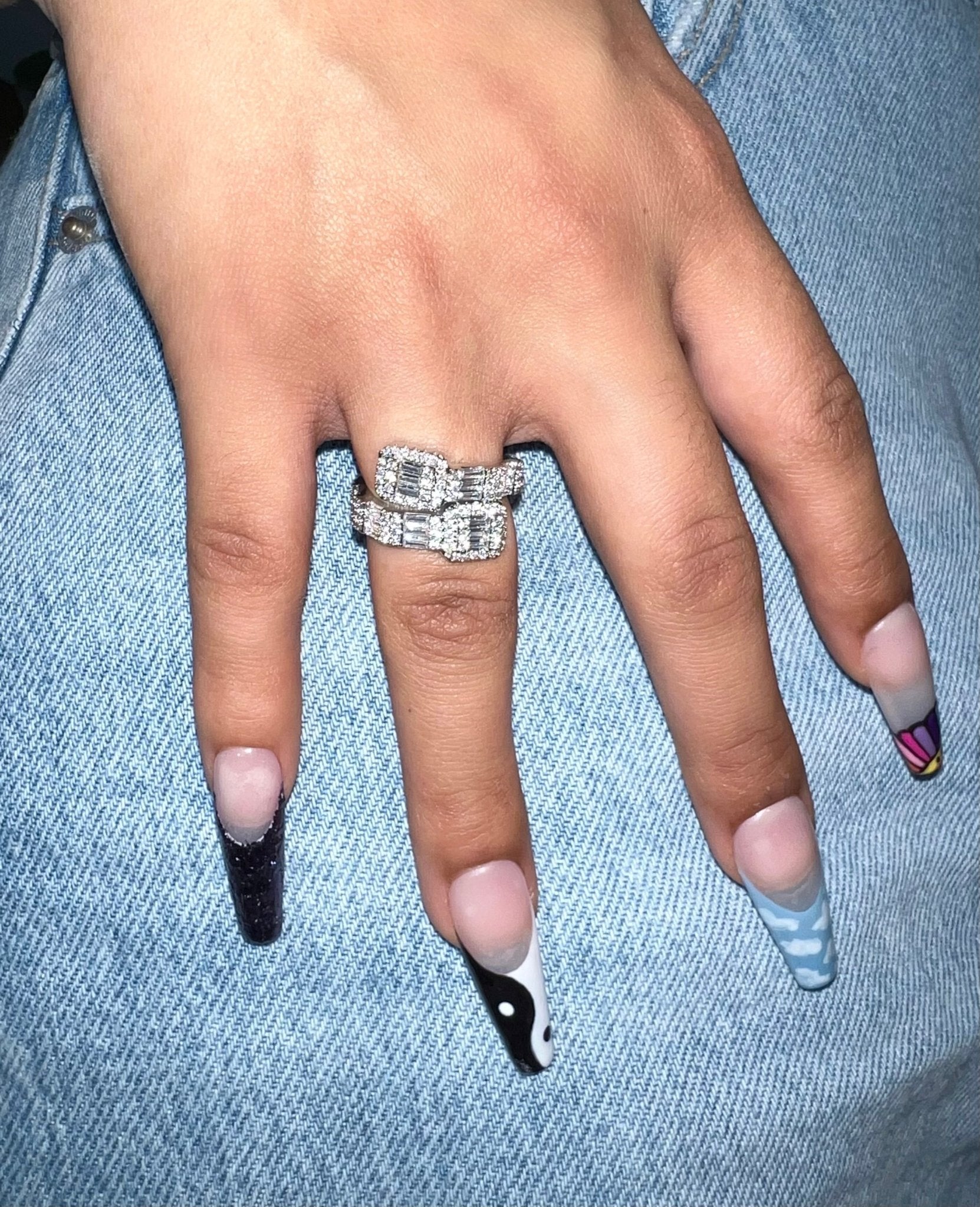 Baguette Ring — baguette-cut cubic zirconia ring in silver or gold — CharmBox baguette ring