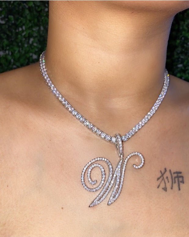 Cursive Letter Pendant – alternate angle