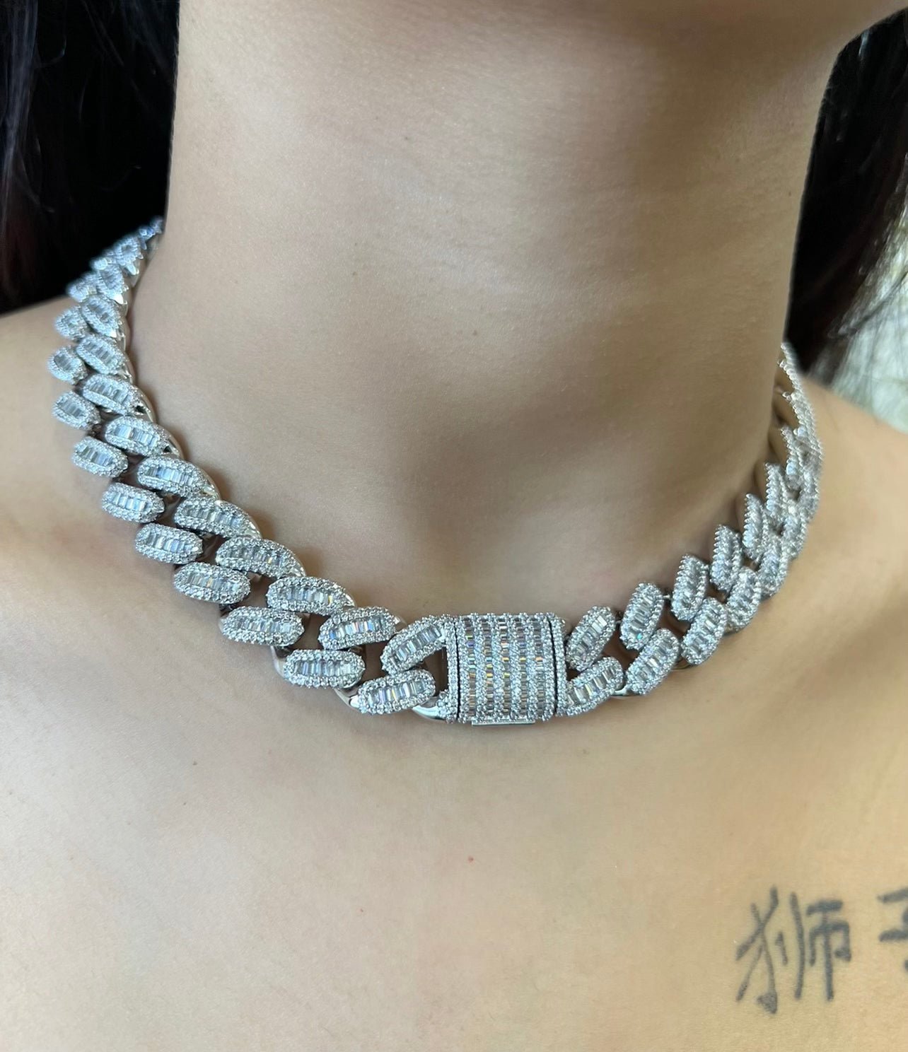Boss Don Cuban Chain — 15mm micro-pavé Cuban link in 18K gold, silver, or two-tone — CharmBox Boss Don Cuban necklace