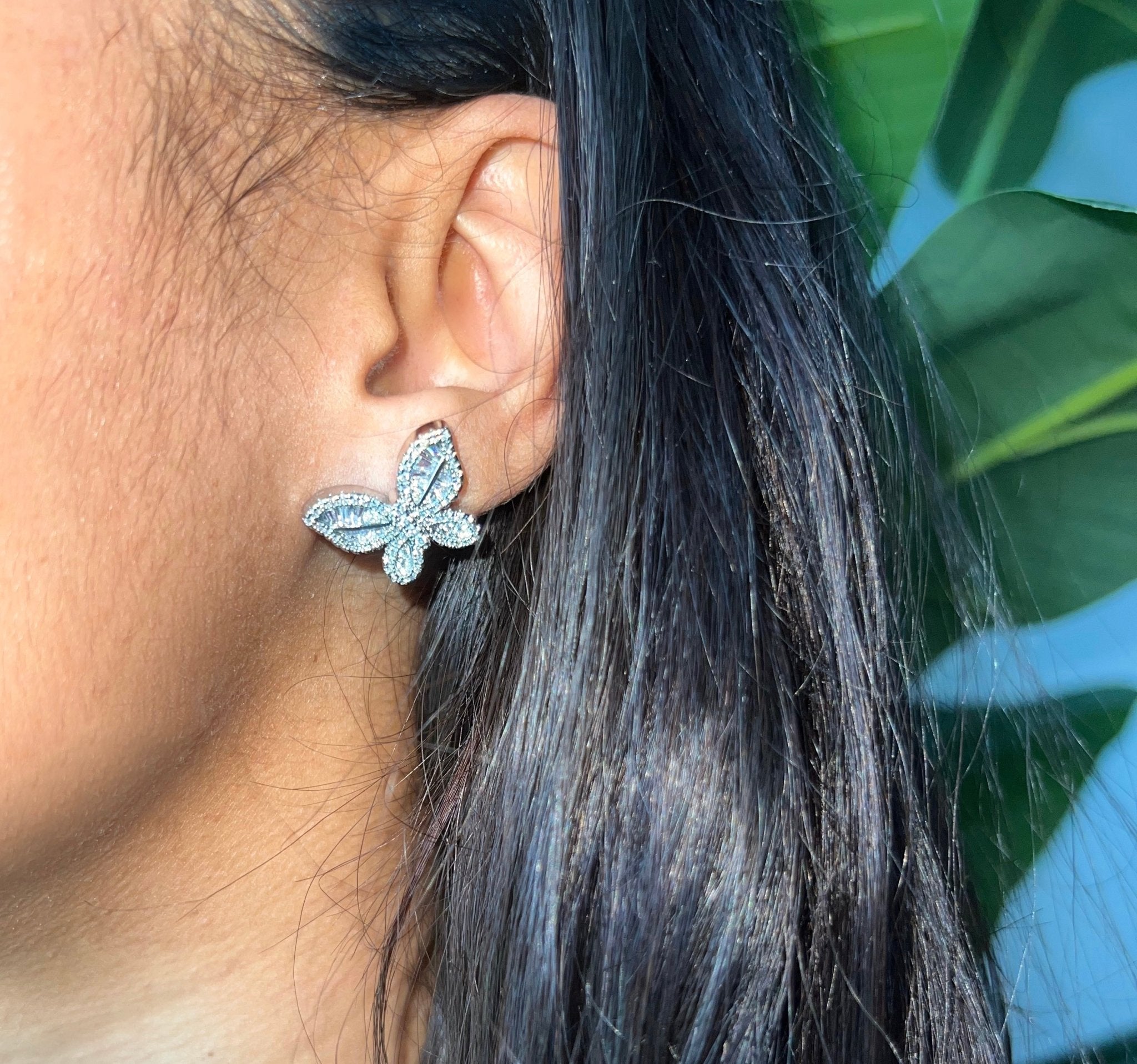 Butterfly Earrings — delicate butterfly studs in 18K gold or silver — CharmBox butterfly earrings