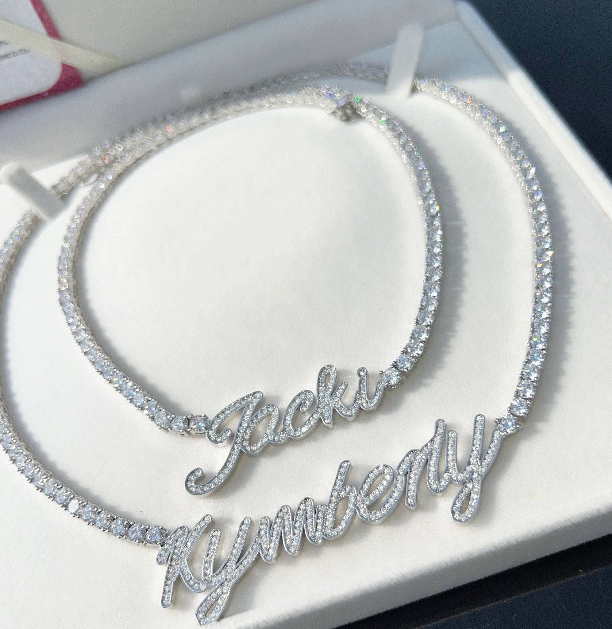 Classy Girl Custom personalized name necklace with AAA cubic zirconia in silver — CharmBox custom name necklace
