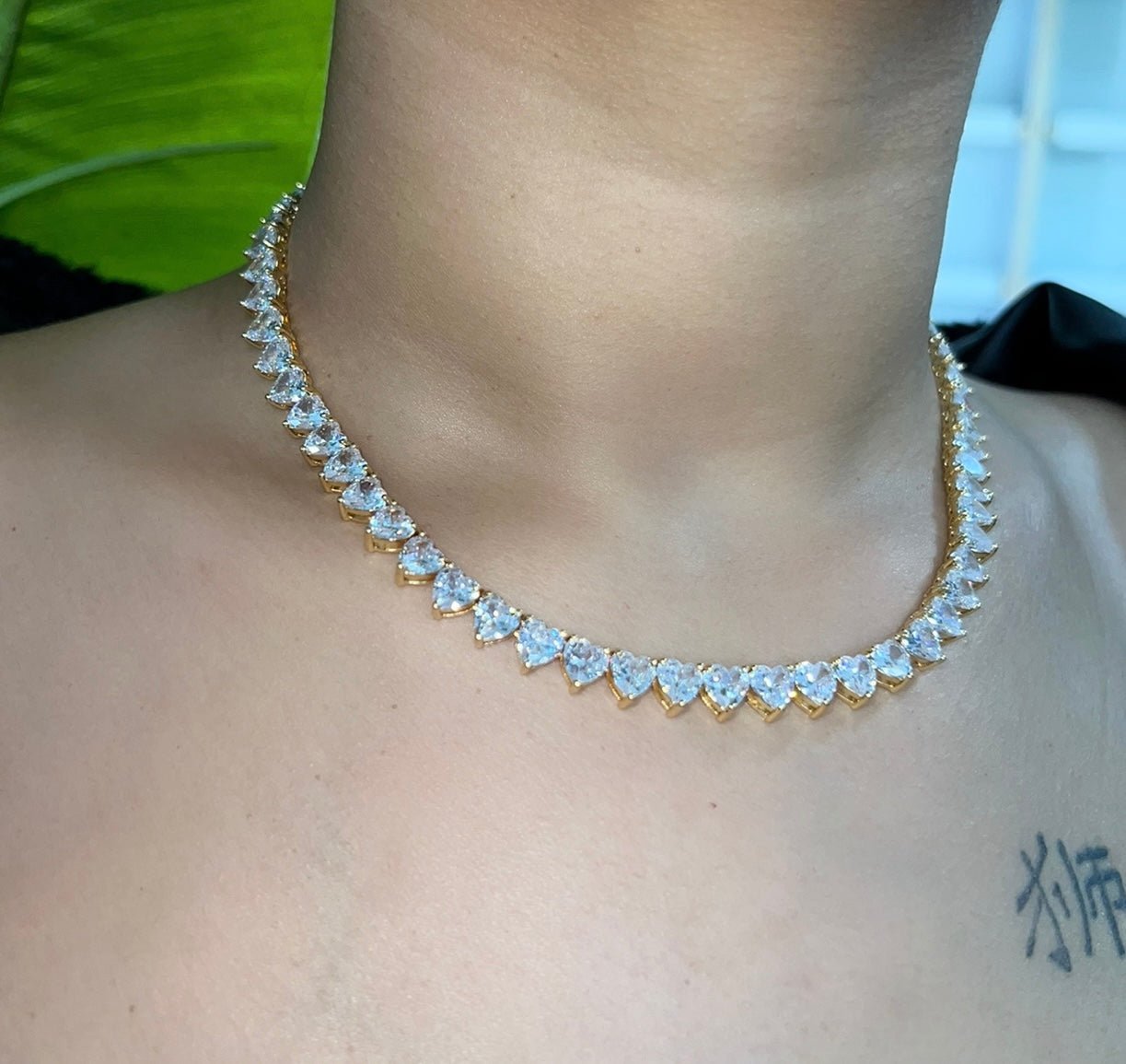 Heart Tennis Necklace – alternate angle