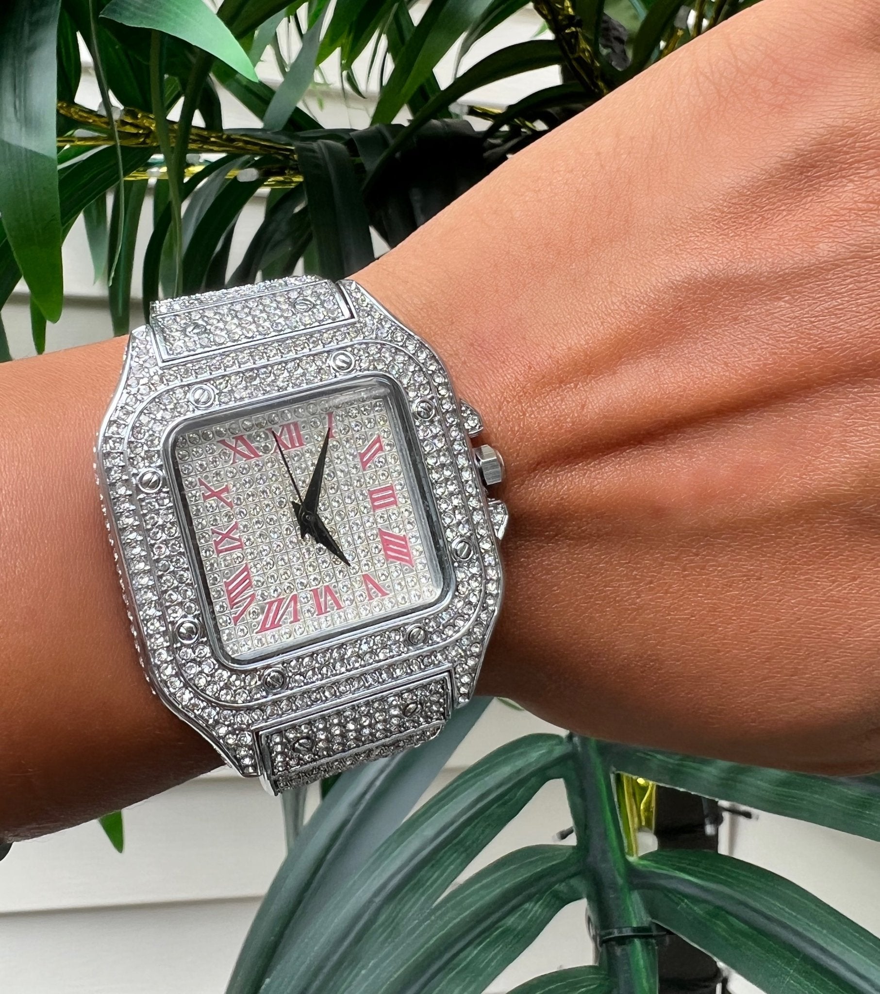 Iced Out Square Face Watch – styled view
