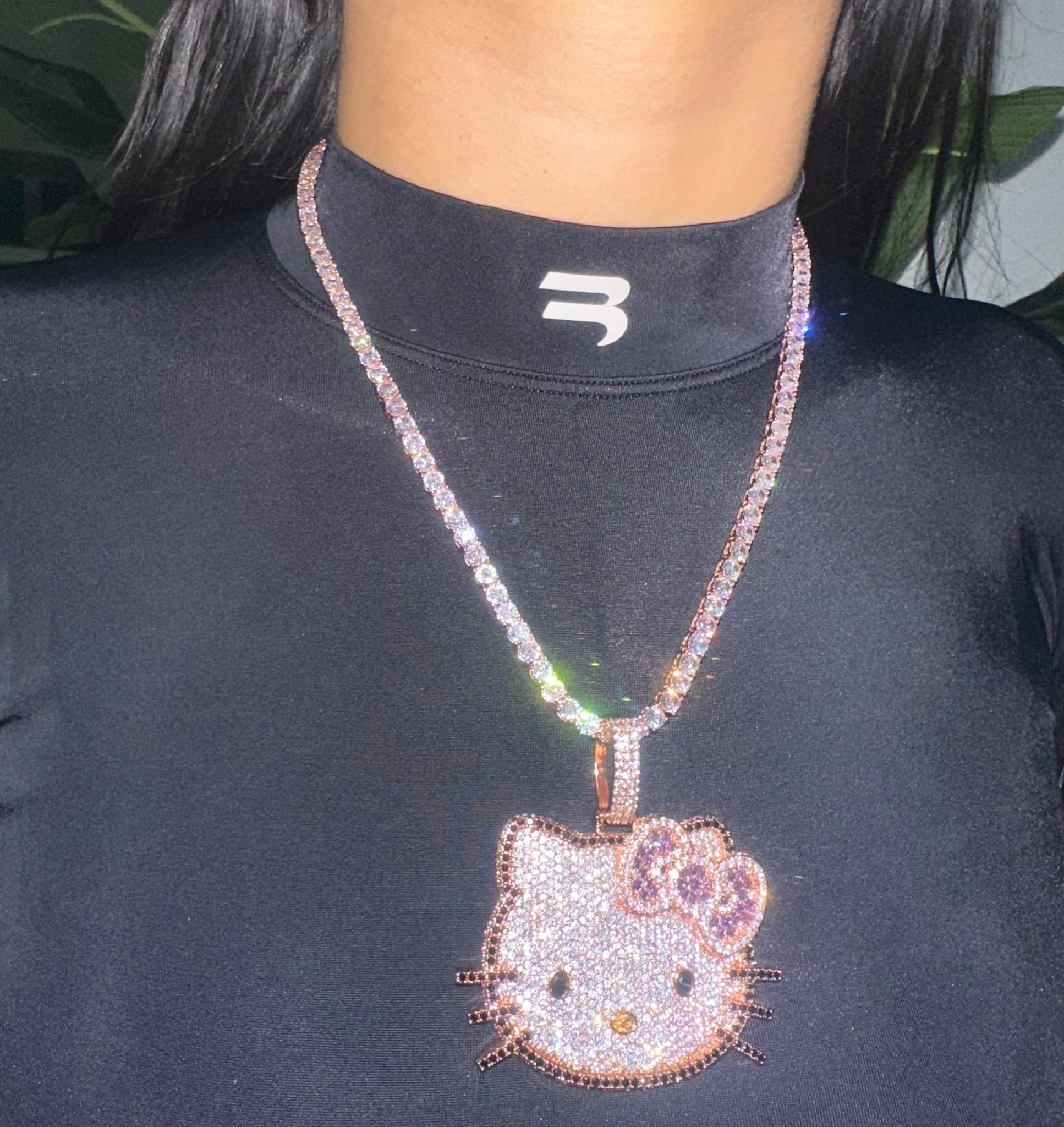 Iced Out Kitty Pendant – alternate angle