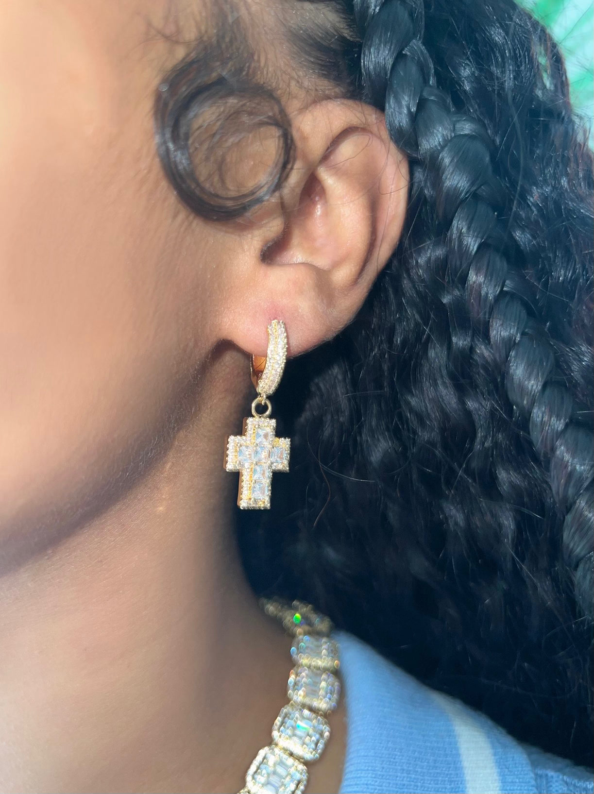 Cross Hoop Earrings – alternate angle