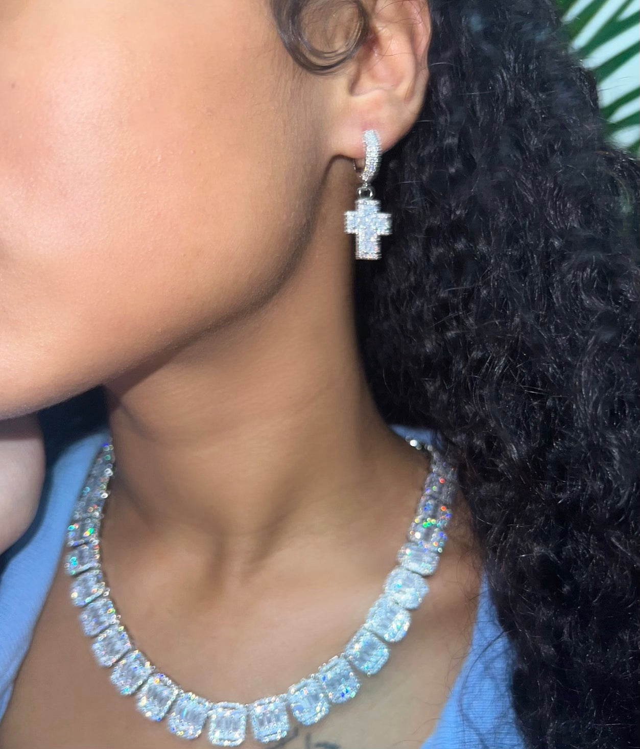 Cross Hoop Earrings — 25mm hoops with cross motif in 18K gold or silver — CharmBox cross hoops